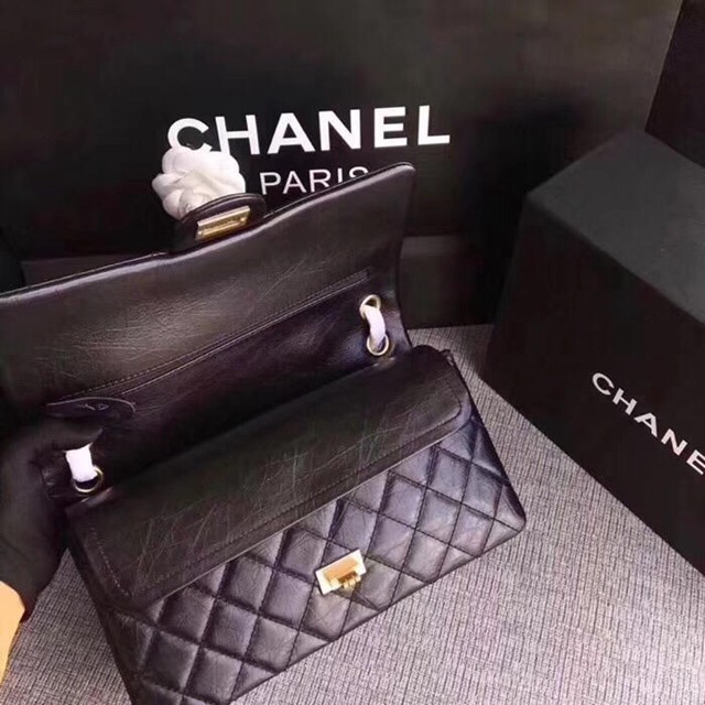 CHANEL女包 226 複刻大象紋胎牛皮 中號 香奈兒女鏈條單肩包 Chanel斜挎包 djc1086